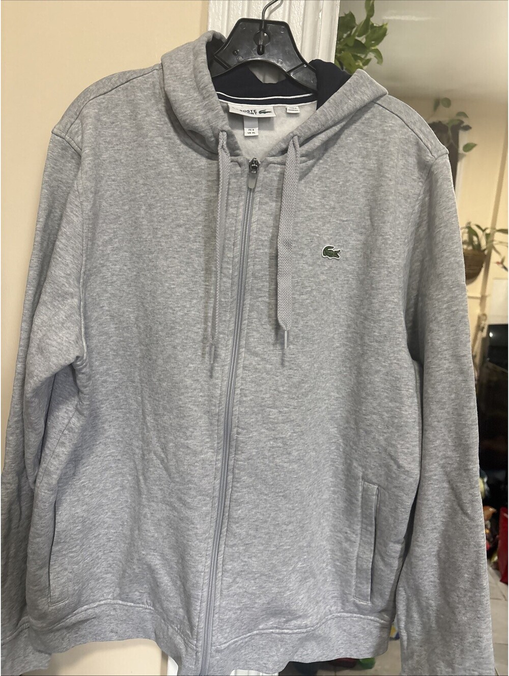 Lacoste Men's Classic Fit Hoodie Size XL Full Zip Up Gray